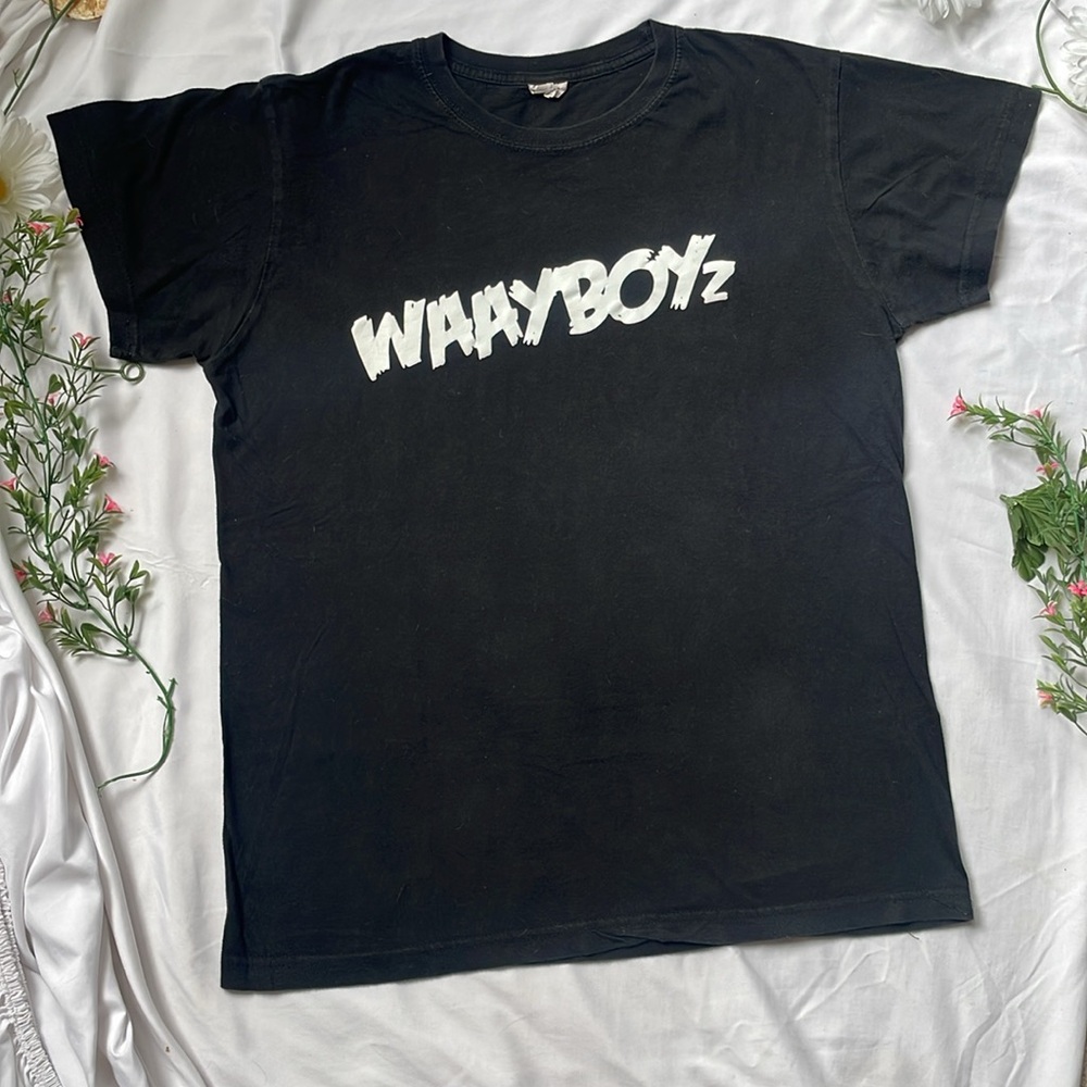 Cotton Best WAAYBOYz Black Graphic Tee Size M White Lettering